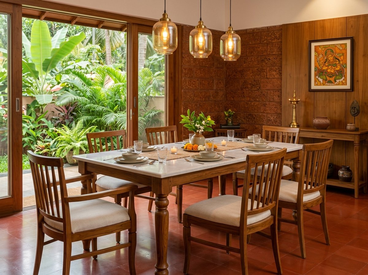 Solid Teak Marble Dining Set