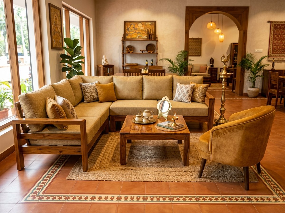 Teak Sectional Sofa & Armchair